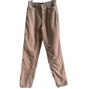 Cream Corduroy Pants Mom High Rise Straight Leg Ribbed Cotton Size 26 BDG